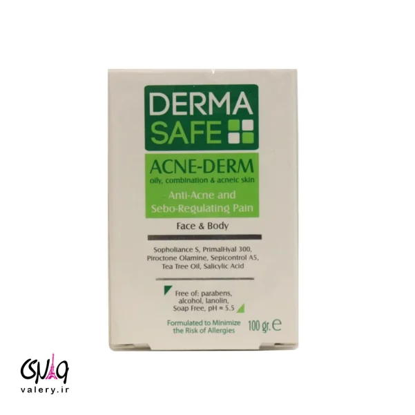 پن پوست های چرب مختلط و دارای آکنه درماسیف 100 گرم | Anti-Acne & Sebo-Regulating Pain Derma Safe