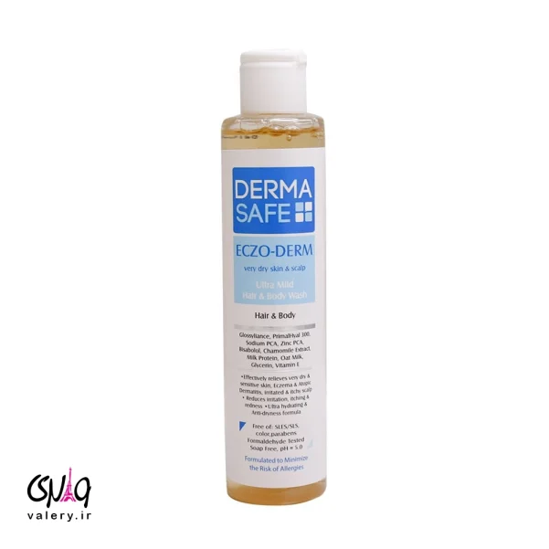 شامپو سر و بدن خشک درماسیف 200 میل | Ultra Mild Hair & Body Wash Derma Safe